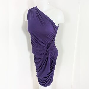 TART Veronica One Shoulder Ruched Bodycon Dress In Parachute Purple; Size L